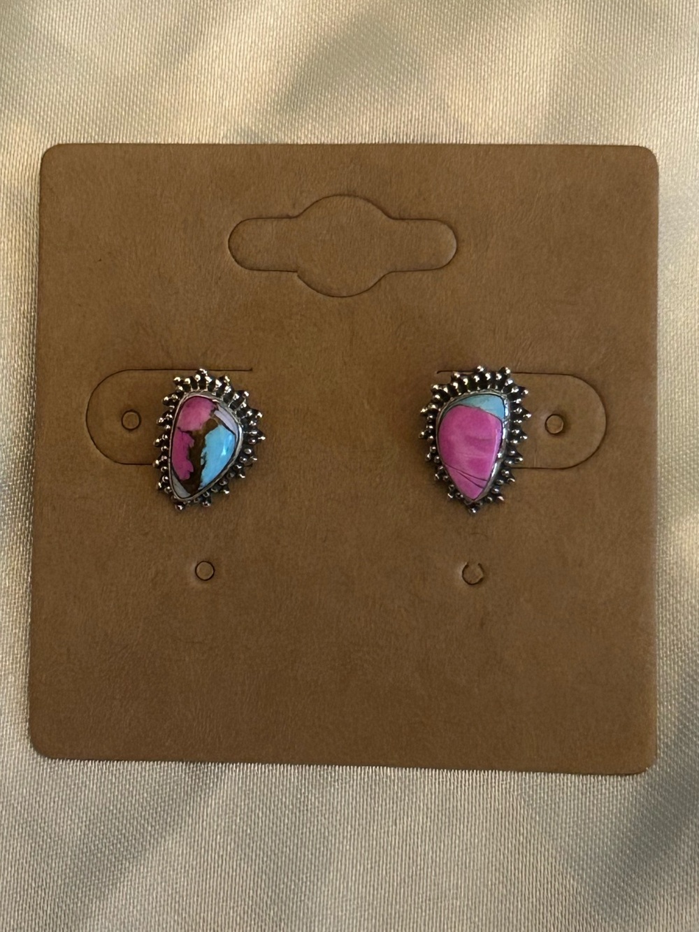 Cotton Candy Sterling Silver Triangle Stud Earrings